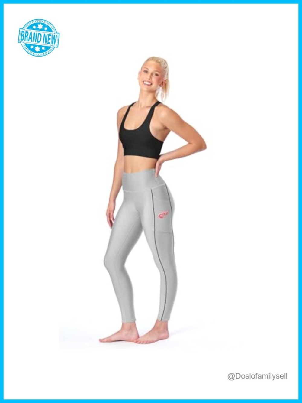 NHL High Waisted 2 Pocket Leggings Athletic Yoga Pants Tummy Control